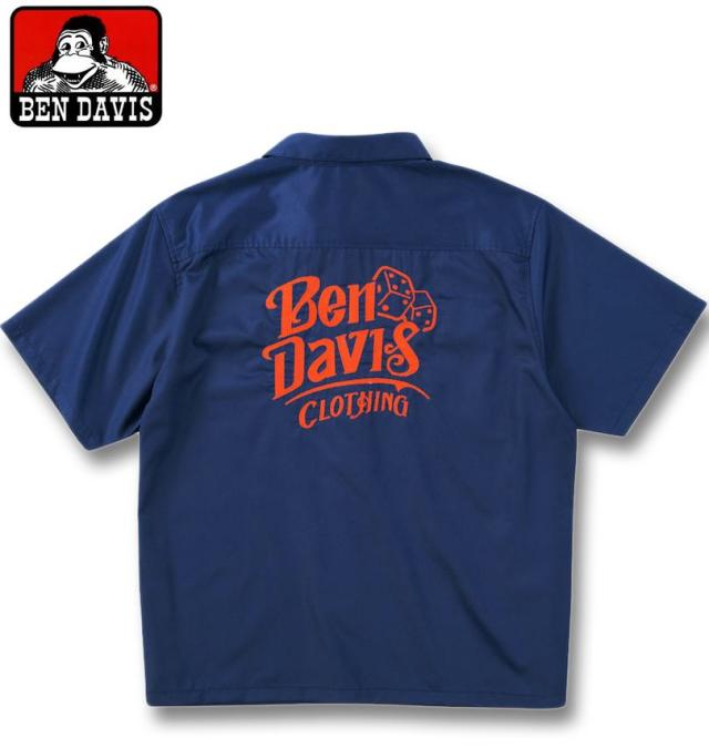 大きいサイズ BEN DAVIS エンブロイダリー ワーク 半袖シャツ ネイビー 3L 4L 5L 6L/1277-5270-1-108