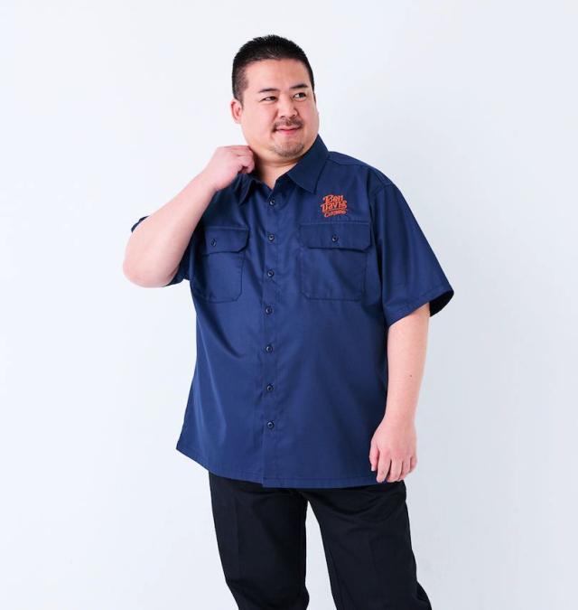 大きいサイズ BEN DAVIS エンブロイダリー ワーク 半袖シャツ ネイビー 3L 4L 5L 6L/1277-5270-1-108