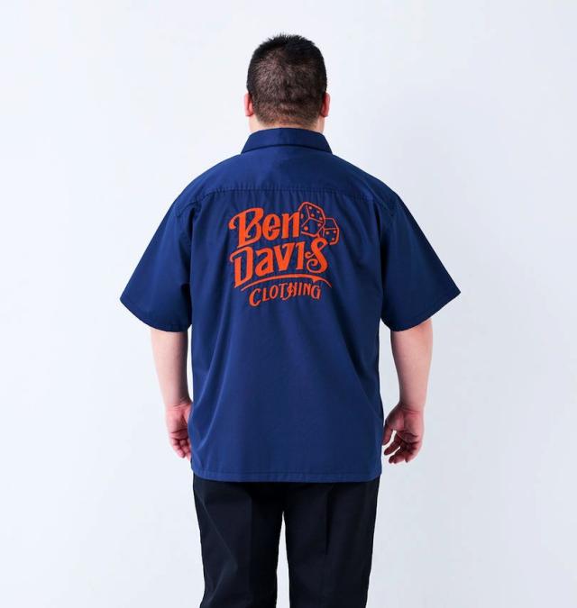大きいサイズ BEN DAVIS エンブロイダリー ワーク 半袖シャツ ネイビー 3L 4L 5L 6L/1277-5270-1-108