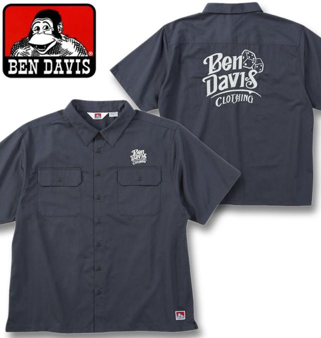 大きいサイズ BEN DAVIS エンブロイダリー ワーク 半袖シャツ チャコール 3L 4L 5L 6L/1277-5270-2-108
