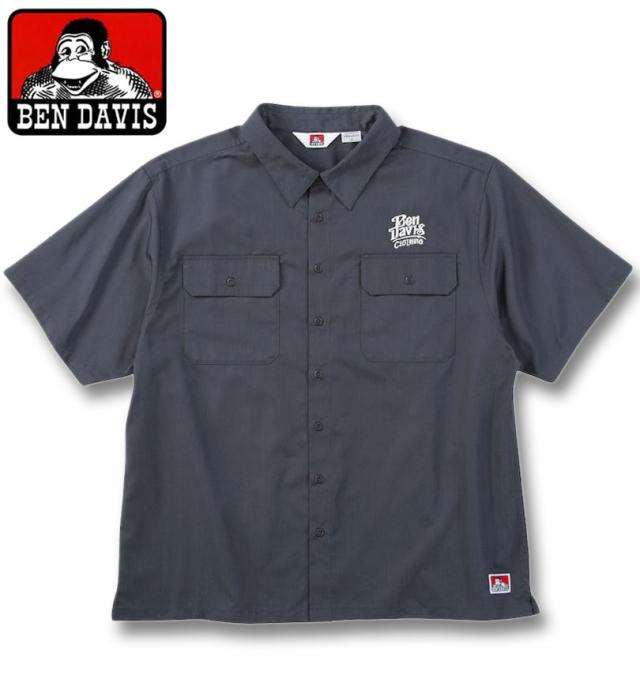大きいサイズ BEN DAVIS エンブロイダリー ワーク 半袖シャツ チャコール 3L 4L 5L 6L/1277-5270-2-108