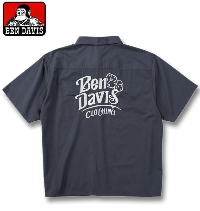 大きいサイズ BEN DAVIS エンブロイダリー ワーク 半袖シャツ チャコール 3L 4L 5L 6L/1277-5270-2-108