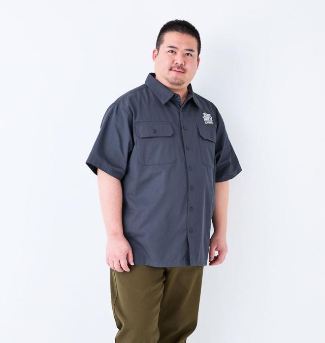大きいサイズ BEN DAVIS エンブロイダリー ワーク 半袖シャツ チャコール 3L 4L 5L 6L/1277-5270-2-108