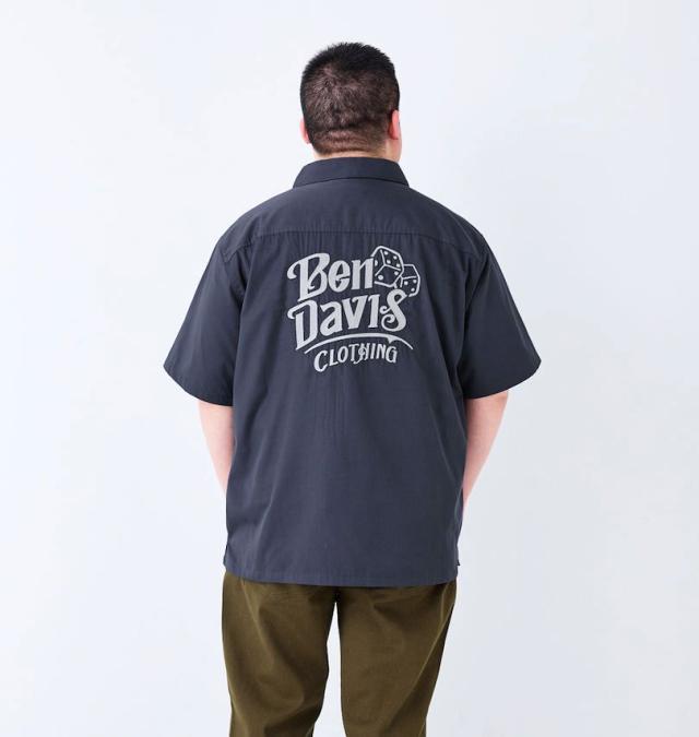 大きいサイズ BEN DAVIS エンブロイダリー ワーク 半袖シャツ チャコール 3L 4L 5L 6L/1277-5270-2-108