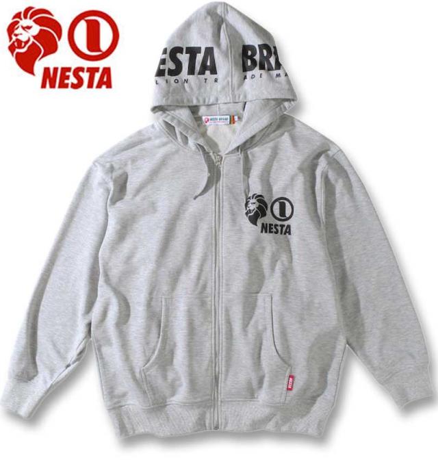 大きいサイズ NESTA BRAND 裏毛 フルジップパーカー ミックスグレー 3L 4L 5L 6L 8L/1278-3392-1-108