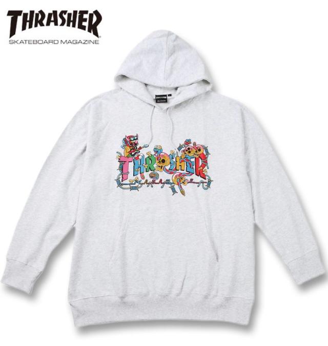 大きいサイズ THRASHER Devil's Music プルパーカー アッシュ 3L 4L 5L 6L 8L/1278-4667-1-108