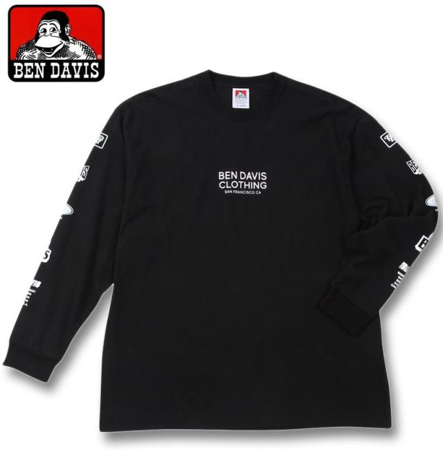 大きいサイズ BEN DAVIS 長袖T&半袖T レイヤード Tシャツ ホワイト×ブラック 3L 4L 5L 6L/1278-4685-1-108