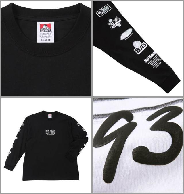 大きいサイズ BEN DAVIS 長袖T&半袖T レイヤード Tシャツ ホワイト×ブラック 3L 4L 5L 6L/1278-4685-1-108