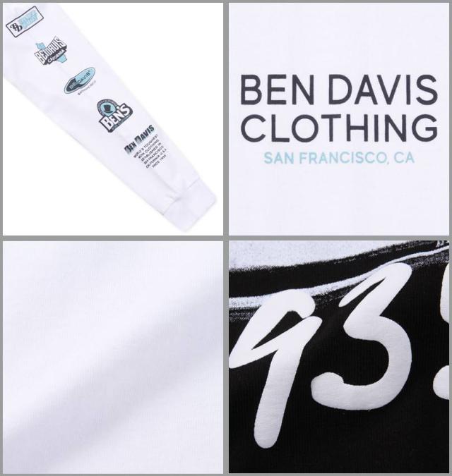 大きいサイズ BEN DAVIS 長袖T&半袖T レイヤード Tシャツ ブラック×ホワイト 3L 4L 5L 6L/1278-4685-2-108