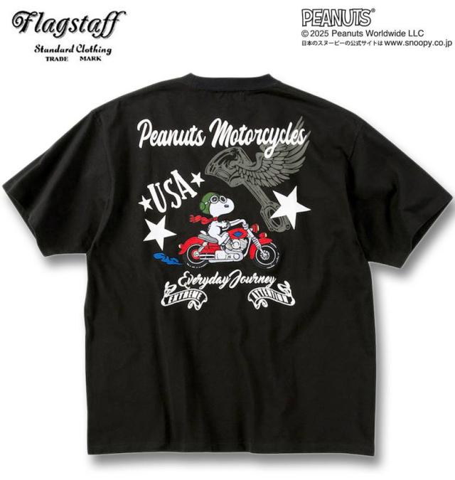 大きいサイズ FLAGSTAFF×PEANUTS スヌーピーコラボ 半袖 Tシャツ ブラック 3L 4L 5L 6L 8L/1278-5227-2-108