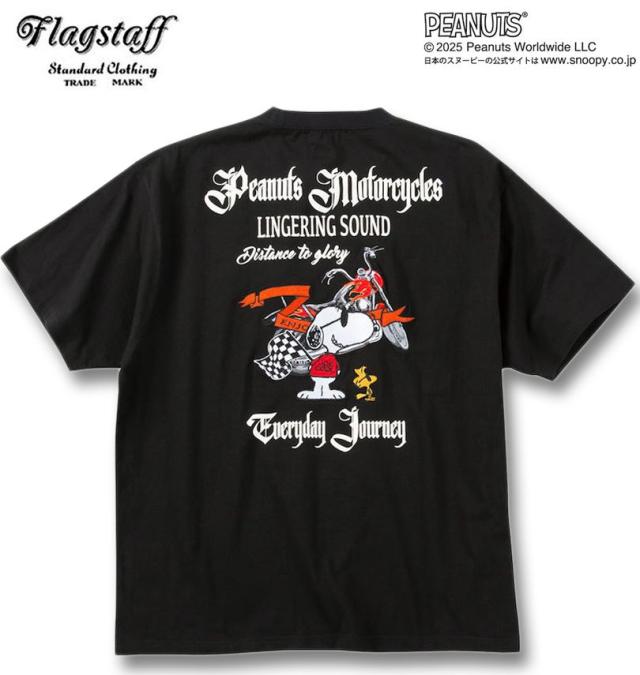 大きいサイズ FLAGSTAFF×PEANUTS スヌーピーコラボ 半袖 Tシャツ ブラック 3L 4L 5L 6L 8L/1278-5228-2-108