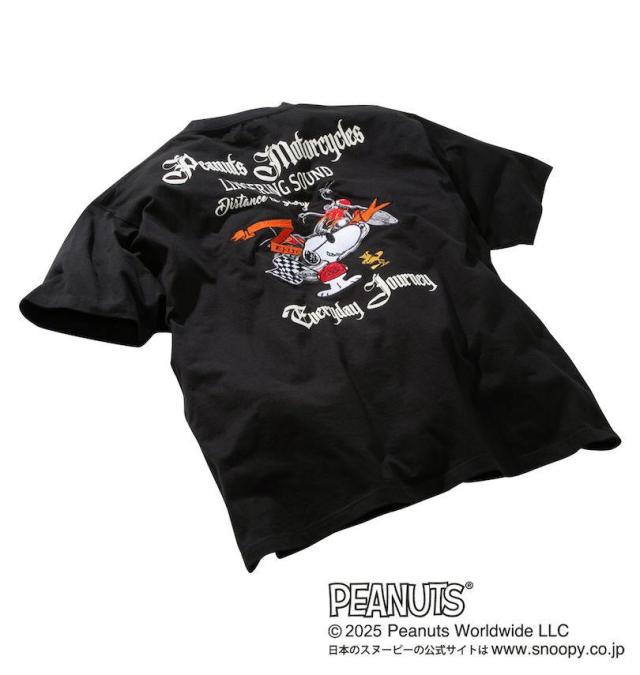 大きいサイズ FLAGSTAFF×PEANUTS スヌーピーコラボ 半袖 Tシャツ ブラック 3L 4L 5L 6L 8L/1278-5228-2-108
