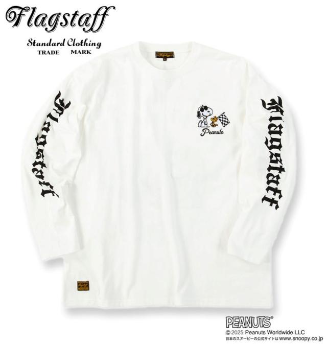大きいサイズ FLAGSTAFF×PEANUTS スヌーピー コラボ 長袖 Tシャツ ホワイト 3L 4L 5L 6L 8L/1278-5305-1-108