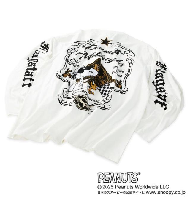 大きいサイズ FLAGSTAFF×PEANUTS スヌーピー コラボ 長袖 Tシャツ ホワイト 3L 4L 5L 6L 8L/1278-5305-1-108