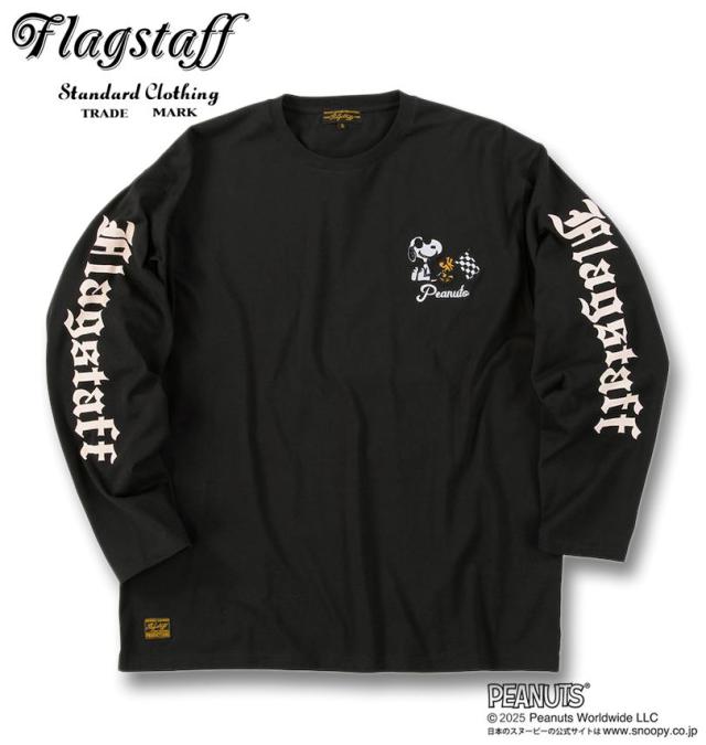 大きいサイズ FLAGSTAFF×PEANUTS スヌーピー コラボ 長袖 Tシャツ ブラック 3L 4L 5L 6L 8L/1278-5305-2-108