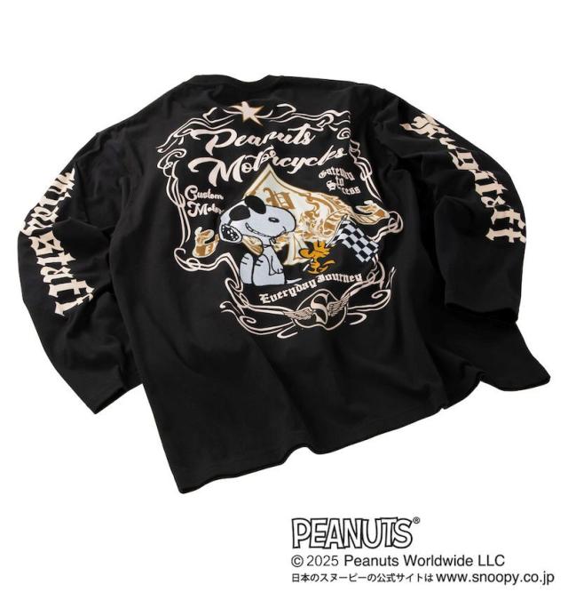 大きいサイズ FLAGSTAFF×PEANUTS スヌーピー コラボ 長袖 Tシャツ ブラック 3L 4L 5L 6L 8L/1278-5305-2-108