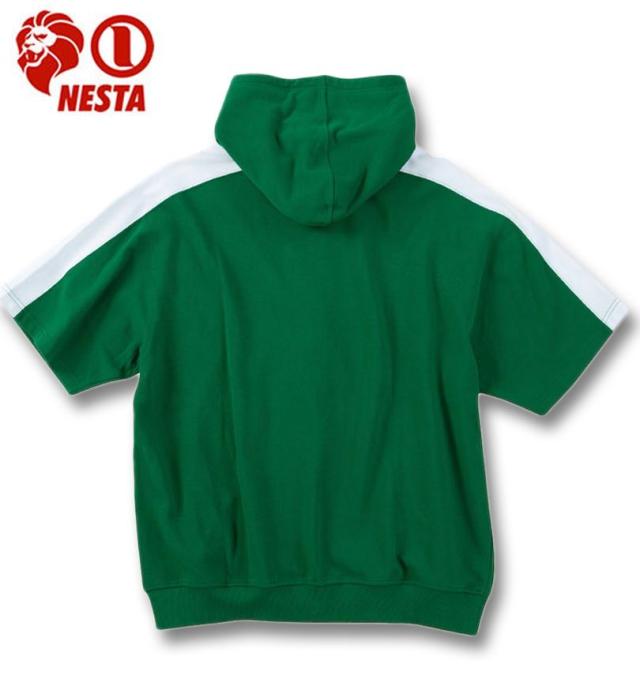 大きいサイズ NESTA BRAND 半袖 フルジップ パーカー グリーン 3L 4L 5L 6L 8L/1278-5553-1-108