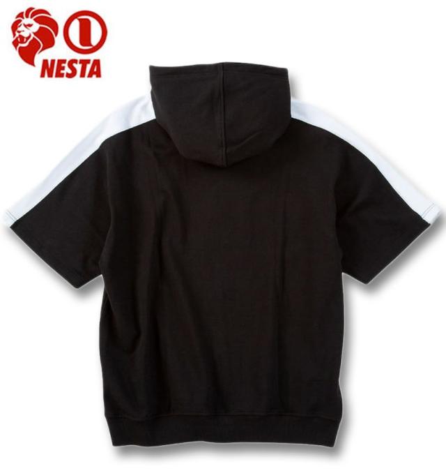 大きいサイズ NESTA BRAND 半袖 フルジップ パーカー ブラック 3L 4L 5L 6L 8L/1278-5553-2-108