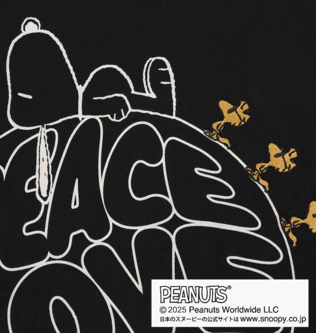 大きいサイズ FLAGSTAFF×PEANUTS スヌーピーコラボ 半袖 Tシャツ ブラック 3L 4L 5L 6L/1278-5595-2-108
