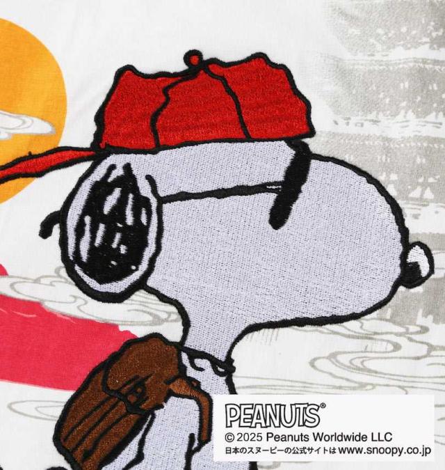 大きいサイズ 絡繰魂×PEANUTS スヌーピーコラボ半袖Tシャツ ホワイト 3L 4L 5L 6L/1278-5597-1-108