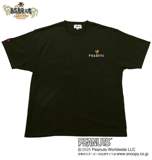 大きいサイズ 絡繰魂×PEANUTS スヌーピーコラボ 半袖 Tシャツ ブラック 3L 4L 5L 6L/1278-5597-2-108