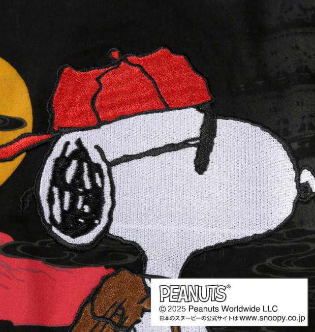 大きいサイズ 絡繰魂×PEANUTS スヌーピーコラボ 半袖 Tシャツ ブラック 3L 4L 5L 6L/1278-5597-2-108
