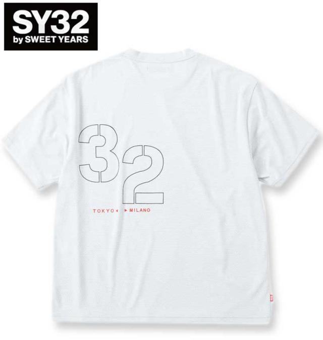 大きいサイズ SY32 by SWEET YEARS ステンシルロゴ 半袖 Tシャツ ホワイト×グレー 3L 4L 5L 6L/1278-4292-1-110