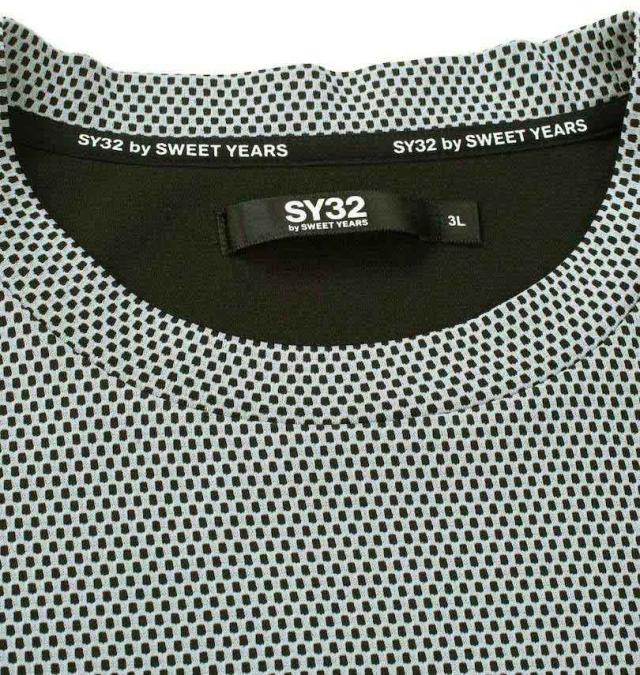 大きいサイズ SY32 by SWEET YEARS ステンシルロゴ 半袖 Tシャツ ブラック×グレー 3L 4L 5L 6L/1278-4292-2-110