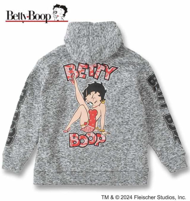 大きいサイズ BETTY BOOP ニットフリース プリント フルジップパーカー ミックスグレー 3L 4L 5L 6L/1278-4631-1-110