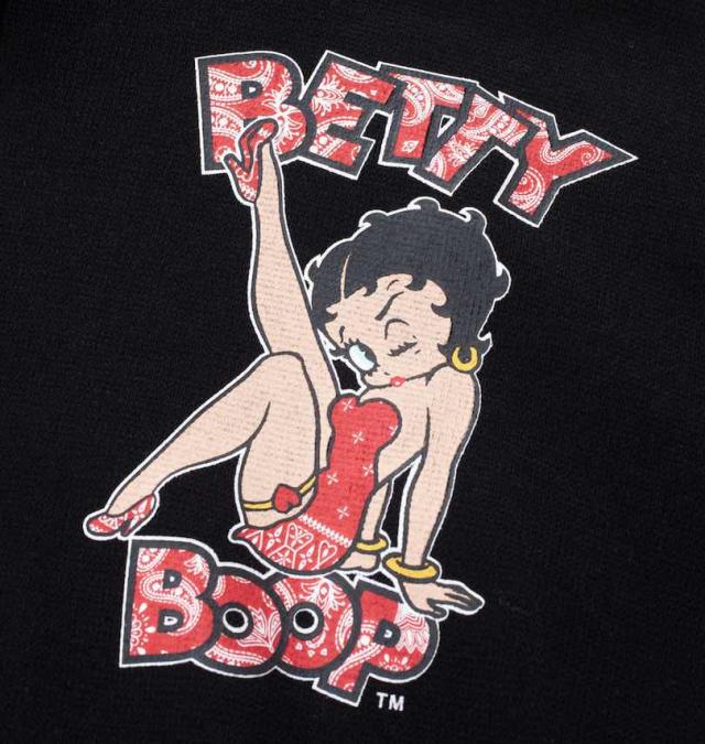 大きいサイズ BETTY BOOP ニットフリース プリント フルジップパーカー ブラック 3L 4L 5L 6L/1278-4631-2-110