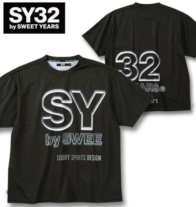 大きいサイズ SY32 by SWEET YEARS ネオン ビッグロゴ 半袖 Tシャツ ブラック 3L 4L 5L 6L/1278-5241-2-110