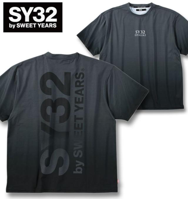 大きいサイズ SY32 by SWEET YEARS グラデーション ビッグロゴ 半袖 Tシャツ ブラック 3L 4L 5L 6L/1278-5242-2-110