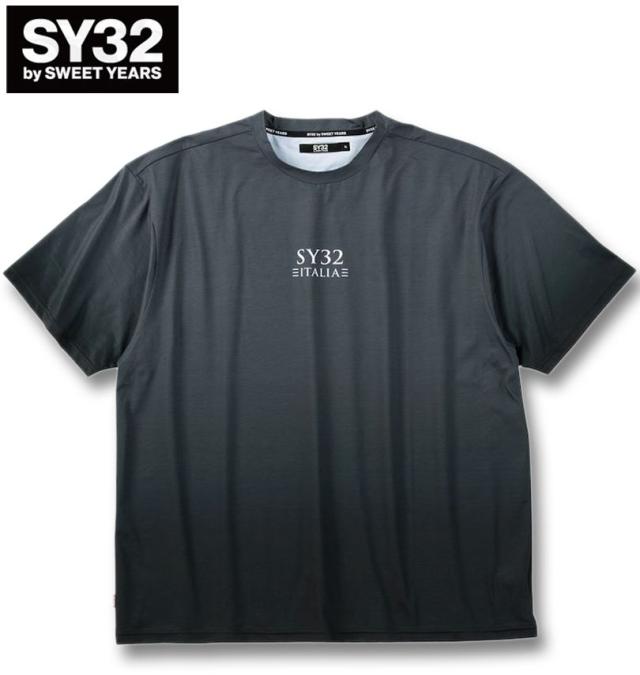 大きいサイズ SY32 by SWEET YEARS グラデーション ビッグロゴ 半袖 Tシャツ ブラック 3L 4L 5L 6L/1278-5242-2-110