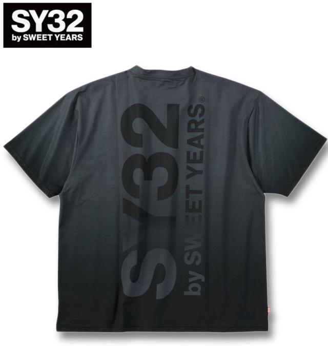 大きいサイズ SY32 by SWEET YEARS グラデーション ビッグロゴ 半袖 Tシャツ ブラック 3L 4L 5L 6L/1278-5242-2-110
