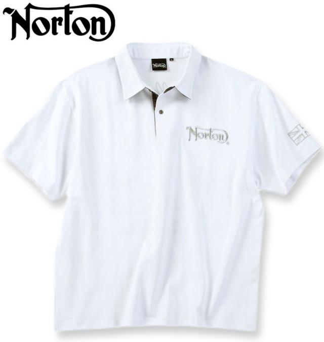大きいサイズ Norton ノートン 半袖 ポロシャツ ホワイト×シルバー 3L 4L 5L 6L 8L/1278-5504-1-110