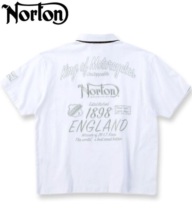 大きいサイズ Norton ノートン 半袖 ポロシャツ ホワイト×シルバー 3L 4L 5L 6L 8L/1278-5504-1-110