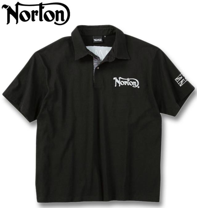 大きいサイズ Norton ノートン 半袖 ポロシャツ ブラック×シルバー 3L 4L 5L 6L 8L/1278-5504-2-110