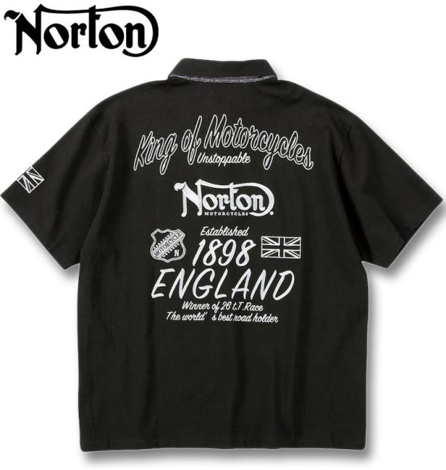 大きいサイズ Norton ノートン 半袖 ポロシャツ ブラック×シルバー 3L 4L 5L 6L 8L/1278-5504-2-110