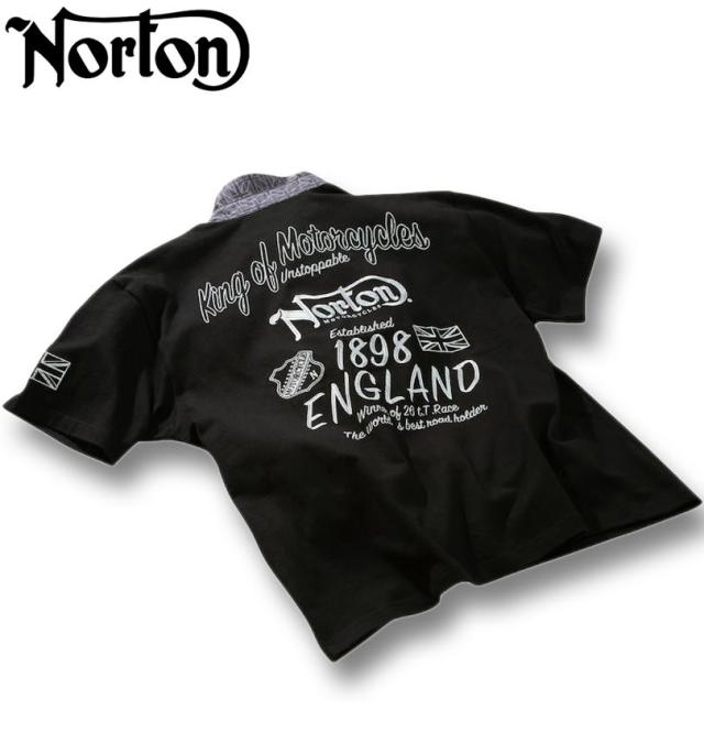 大きいサイズ Norton ノートン 半袖 ポロシャツ ブラック×シルバー 3L 4L 5L 6L 8L/1278-5504-2-110