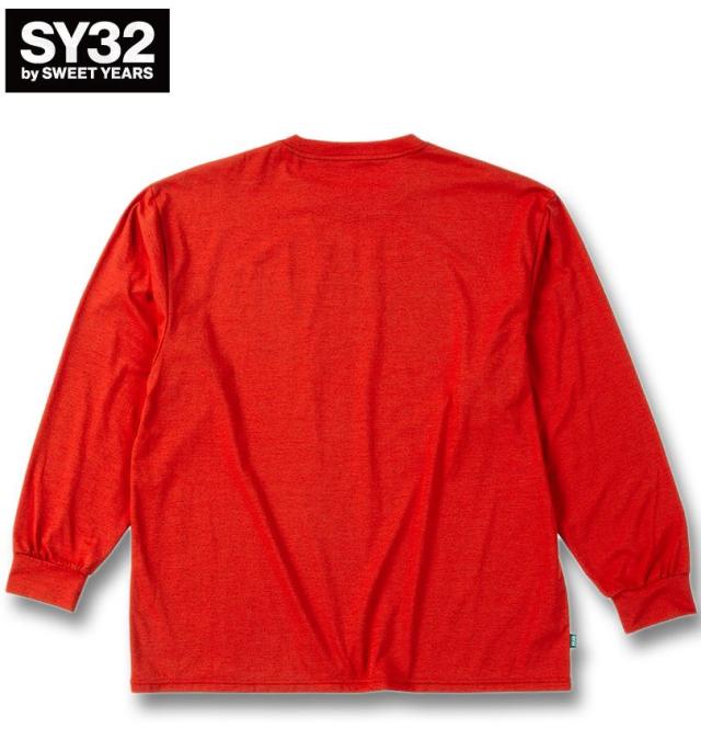 大きいサイズ SY32 by SWEET YEARS ハートパターン ボックスロゴ 長袖 Tシャツ レッド 3L 4L 5L 6L/1278-5600-1-110