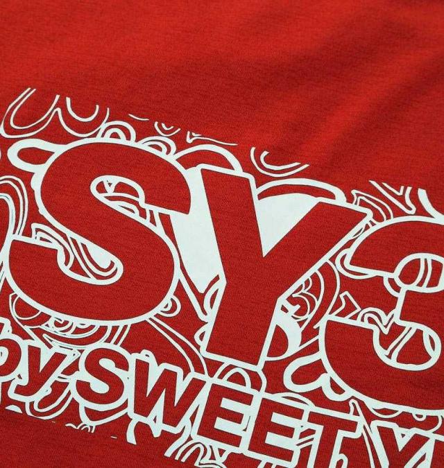 大きいサイズ SY32 by SWEET YEARS ハートパターン ボックスロゴ 長袖 Tシャツ レッド 3L 4L 5L 6L/1278-5600-1-110