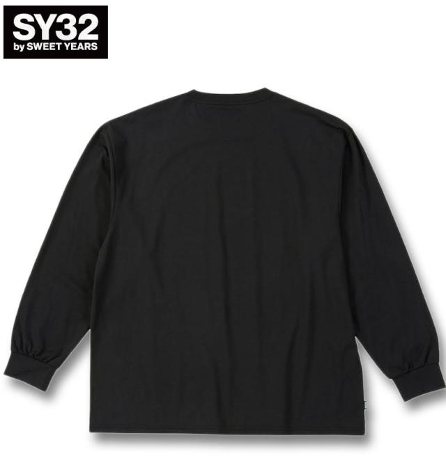 大きいサイズ SY32 by SWEET YEARS ハートパターン ボックスロゴ 長袖 Tシャツ ブラック 3L 4L 5L 6L/1278-5600-2-110