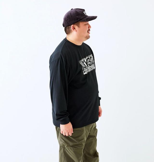 大きいサイズ SY32 by SWEET YEARS ハートパターン ボックスロゴ 長袖 Tシャツ ブラック 3L 4L 5L 6L/1278-5600-2-110