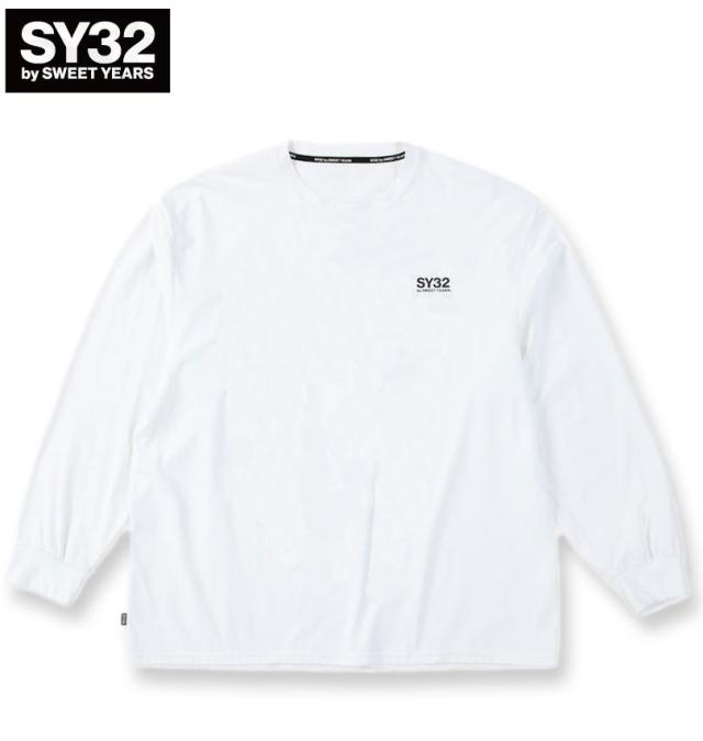 大きいサイズ SY32 by SWEET YEARS サークルロゴ 長袖 Tシャツ ホワイト 3L 4L 5L 6L/1278-5601-1-110