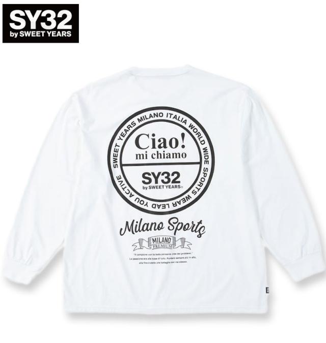 大きいサイズ SY32 by SWEET YEARS サークルロゴ 長袖 Tシャツ ホワイト 3L 4L 5L 6L/1278-5601-1-110
