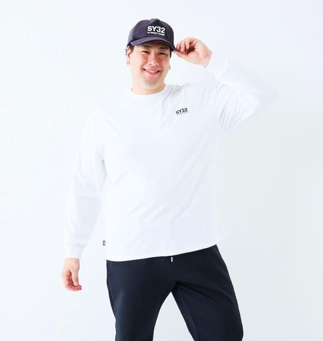 大きいサイズ SY32 by SWEET YEARS サークルロゴ 長袖 Tシャツ ホワイト 3L 4L 5L 6L/1278-5601-1-110