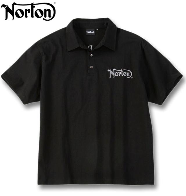 大きいサイズ Norton 半袖 ポロシャツ ロゴ 刺? プリント ブラック 3L 4L 5L 6L/1278-6291-2-110_1