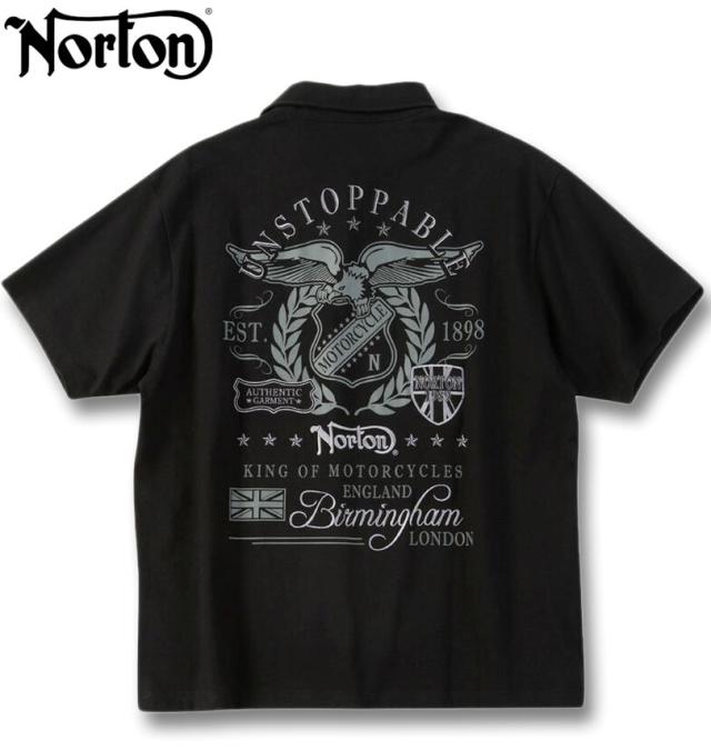 大きいサイズ Norton 半袖 ポロシャツ ロゴ 刺? プリント ブラック 3L 4L 5L 6L/1278-6291-2-110_2