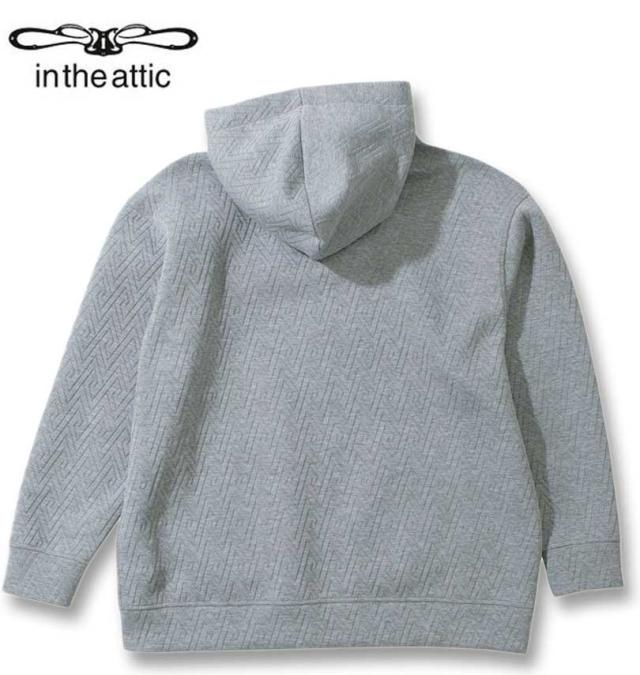 大きいサイズ in the attic 幾何学型押し ダイバーボンディング スタンド フルジップ パーカー モクグレー 3L 4L 5L 6L/1258-4373-1-118