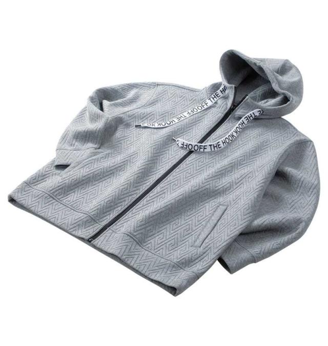 大きいサイズ in the attic 幾何学型押し ダイバーボンディング スタンド フルジップ パーカー モクグレー 3L 4L 5L 6L/1258-4373-1-118